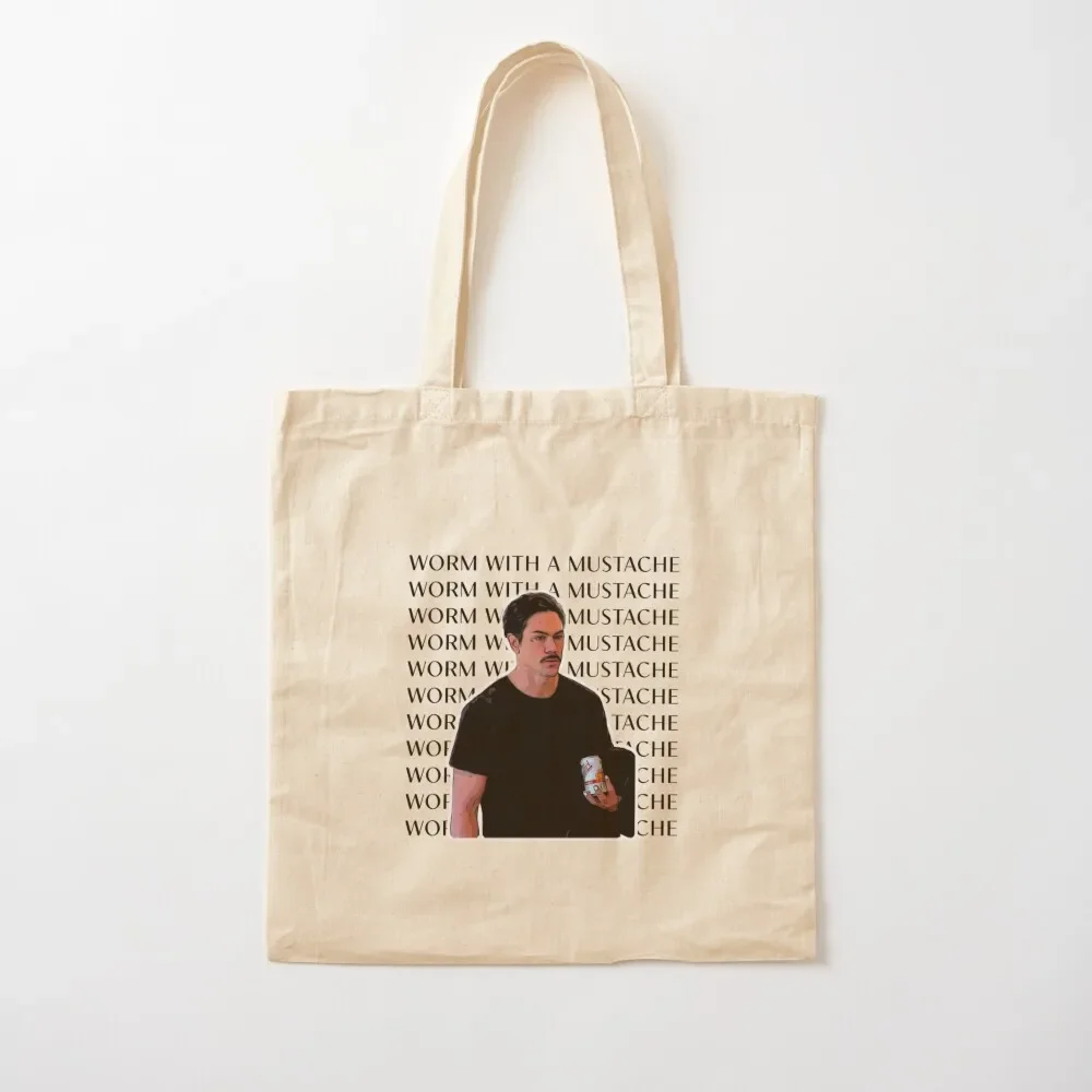 Worm with a Mustache Tote Bag custom fabric bag Shopper shoping bag