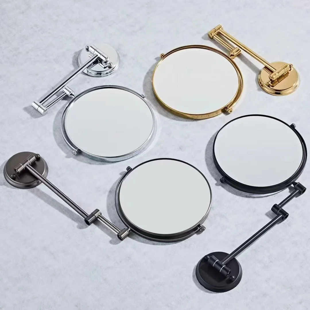 brass-3x-magnifying-makeup-mirror-360°-rotation-brushed-gold-bathroom-mirror-with-drill-hole-and-foldable-shaving-feature-8-inch