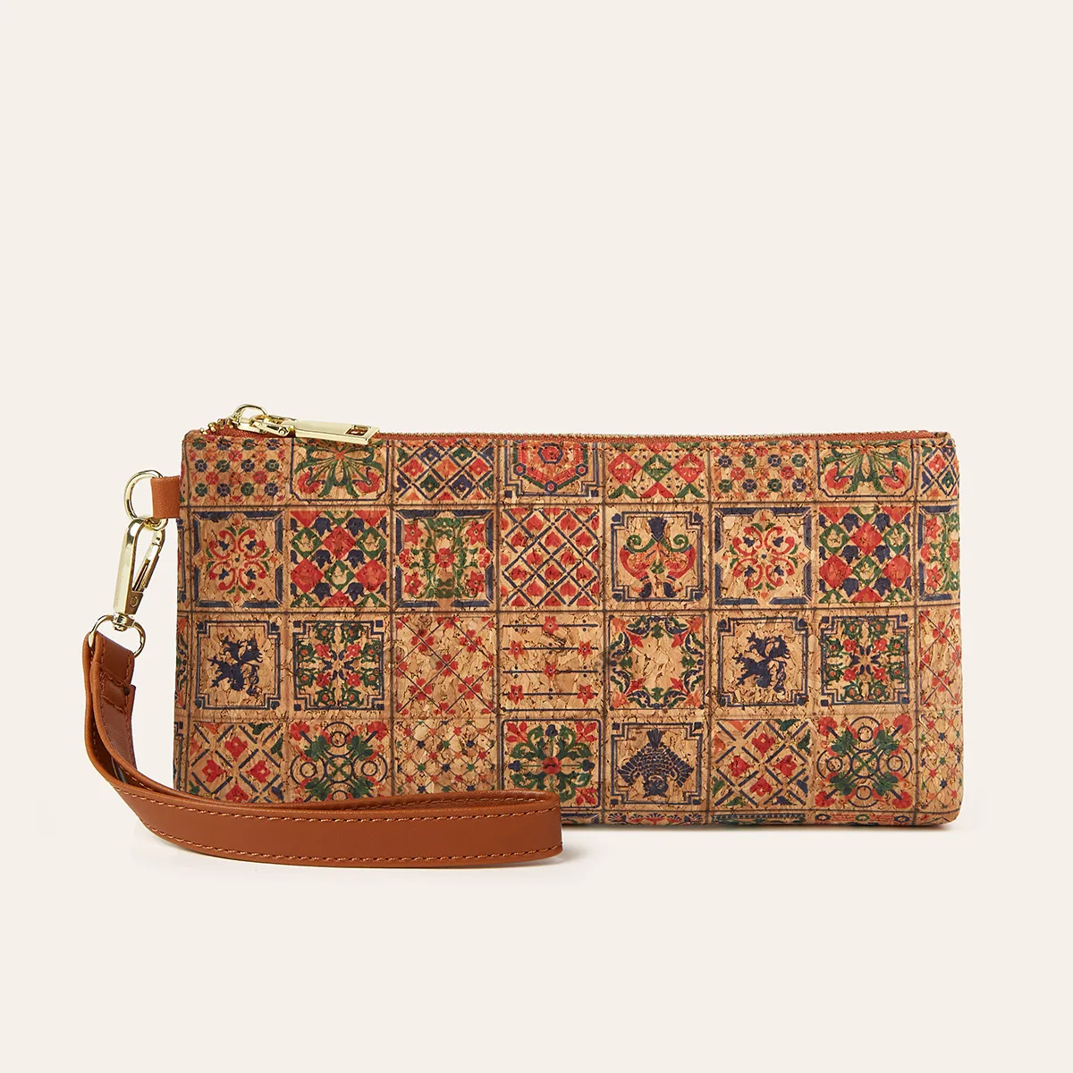 Retro geometric pattern printed ladies' wallet, coin purse, long zipper, large capacity clutch