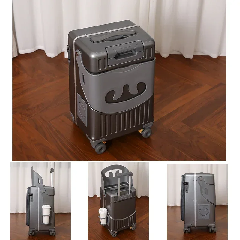 Mutter-Kinder-Reisekoffer zum Spazierengehen, Schiebe-Trolley für Eltern und Kind, Fahrbarer Kinderkoffer, 20-Zoll Handgepäck-Koffer – Detail 6