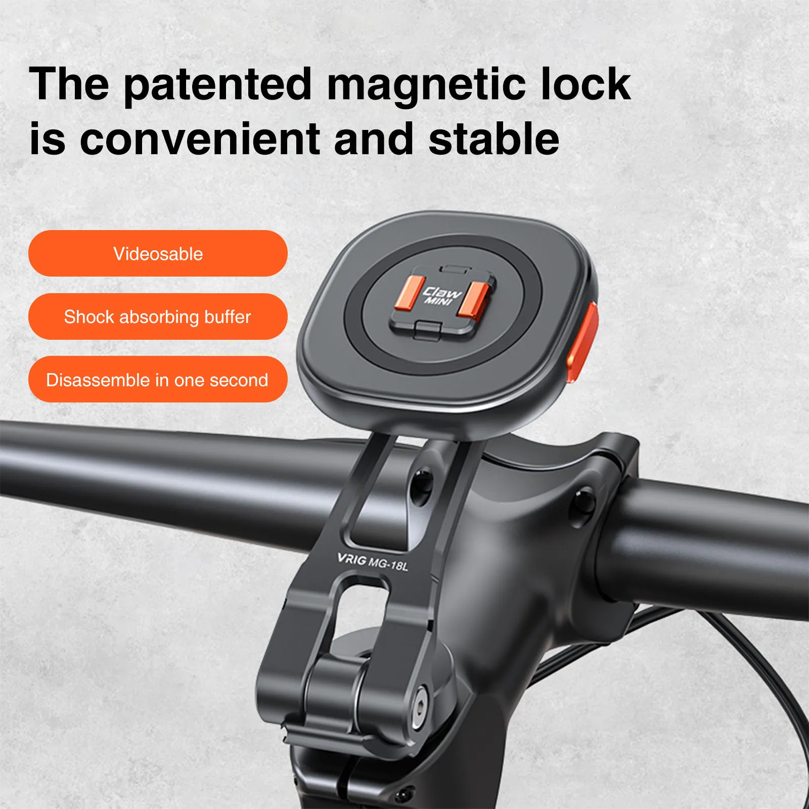 UURIG VRIG Claw MINI Magnetic Quick release Riding Bracket  Tube Clamp Bike Handlebar Vertical Navigation for Motorcycle Bicycle