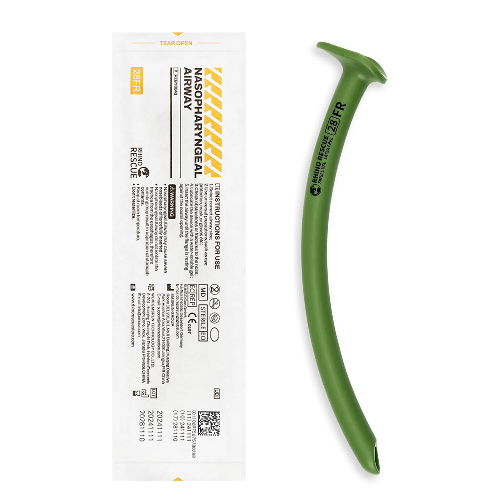 RHINO RESCUE Nasopharyngeal Airway 28Fr 2pcs, Soft NPA Trumpet End Breathing Tube Without Lubricant for IFAK