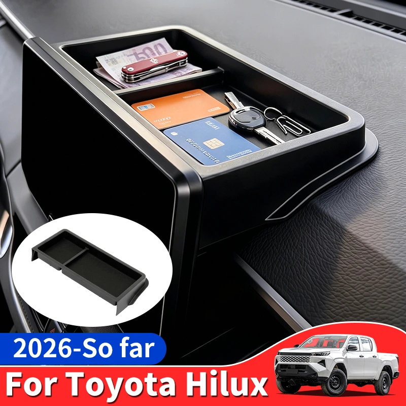 For 2026 Toyota Hilux SR SR5 Navigation Screen Rear Storage Box Organizer Hold Sundries Car Interior Modification Accessories