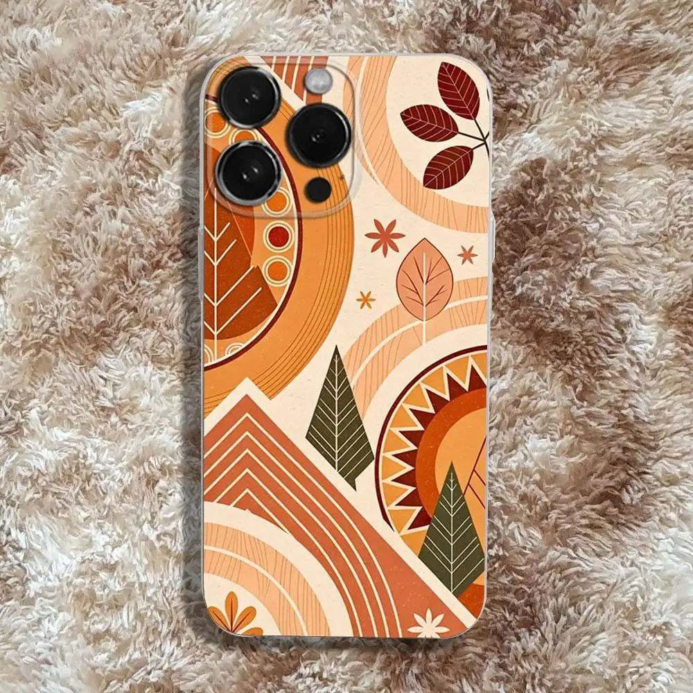 Custodia per telefono con arte astratta bohémien per iPhone 17,16,15,14,13,12,11 Pro,Max,Plus,X,XS,XR,SE4,E Mini Cover morbida trasparente