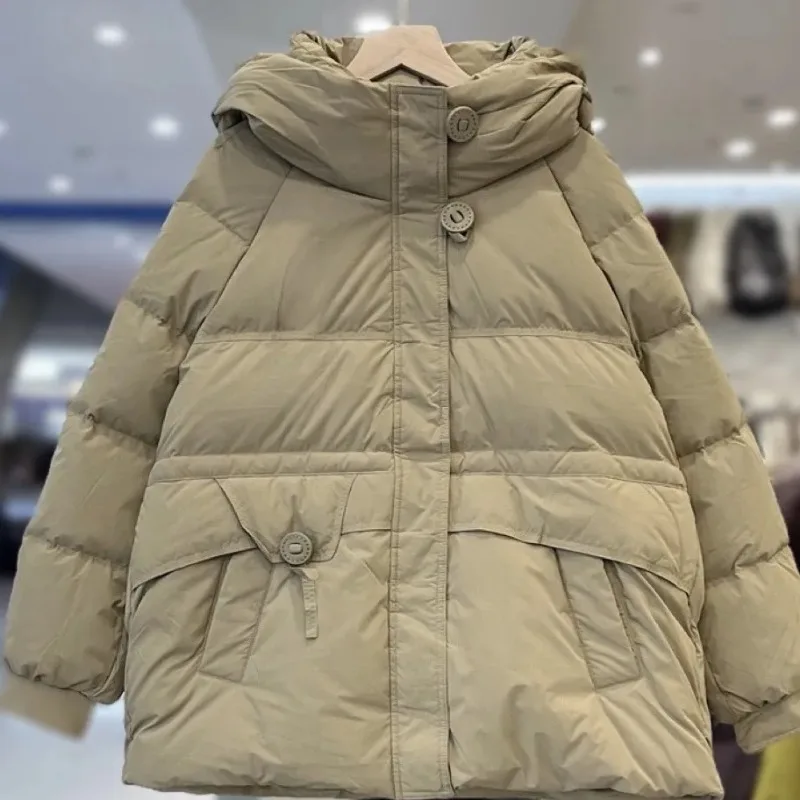 Roupas femininas pato branco para baixo casaco de inverno novo quente em torno do pescoço para baixo jaqueta acolchoada casacos coreano solto engrossado topos