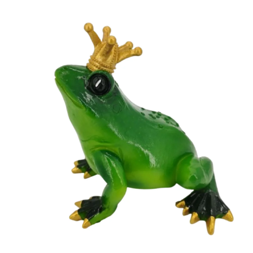 

Garden Ornament Wearing Crown Miniature Frog Statues Handmade Resin Material Frog Figurines Cute Frog Ornament Indoor Outdoor