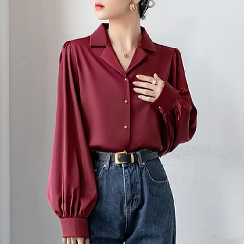 Fashion Long Sleeve Notched Collar Women Shirt Office Lady Shirt Blouse Women Tops Blouses Shirts Blusas Para Mujer Camisas M917