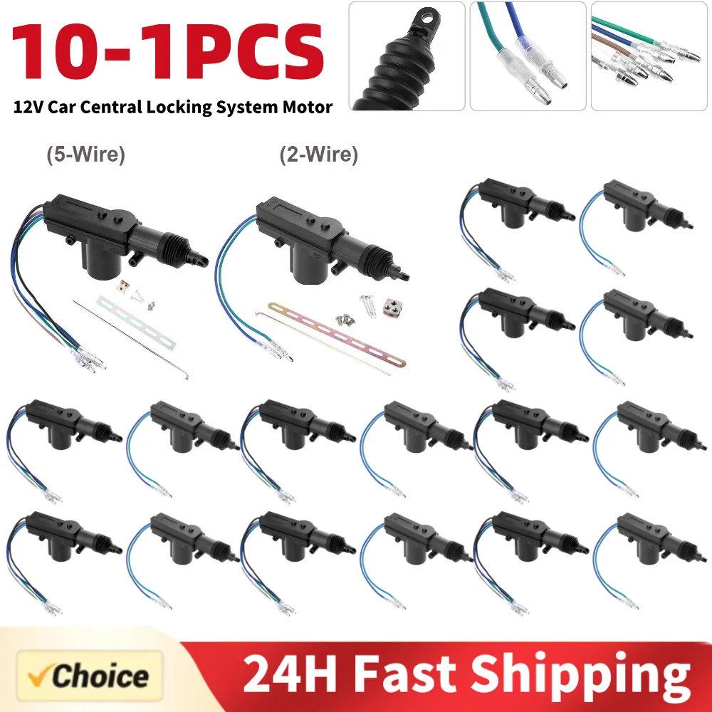Universal Central Door Lock Motor Single Gun Type 12V Door Lock Motor Actuator Replacement Pats 2/5-Wire Automotive Accessories