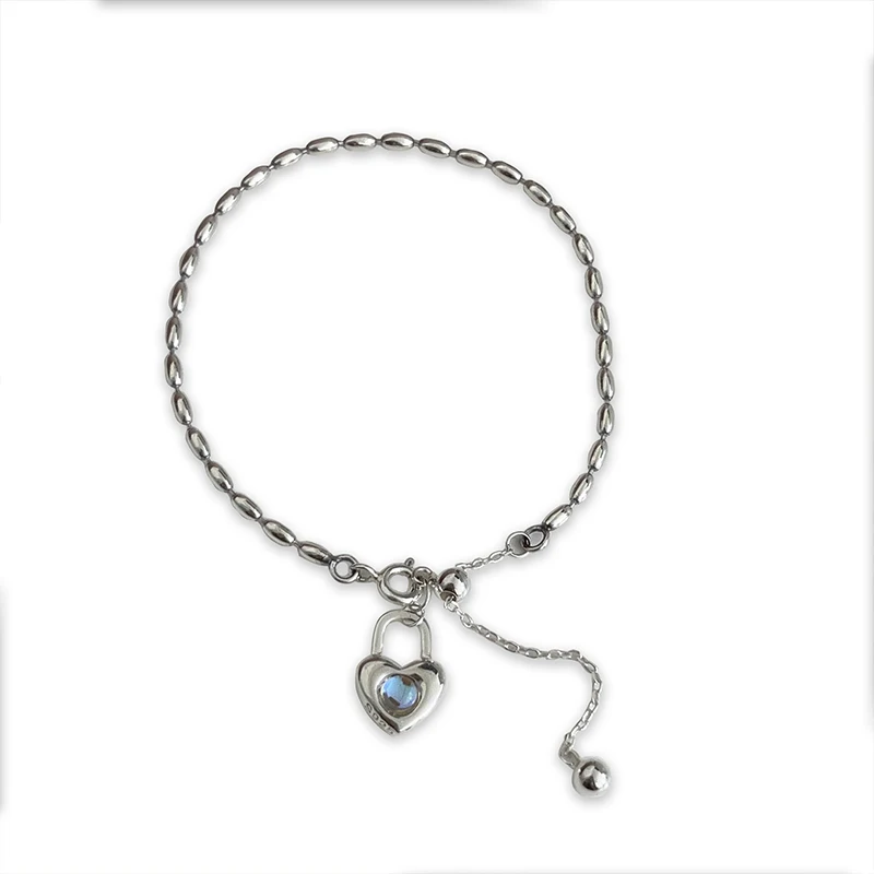 

S925 Sterling Silver French Small Fragrance Heart Zircon Bracelet, Sweet and Small, Exquisite Design, Ins Style