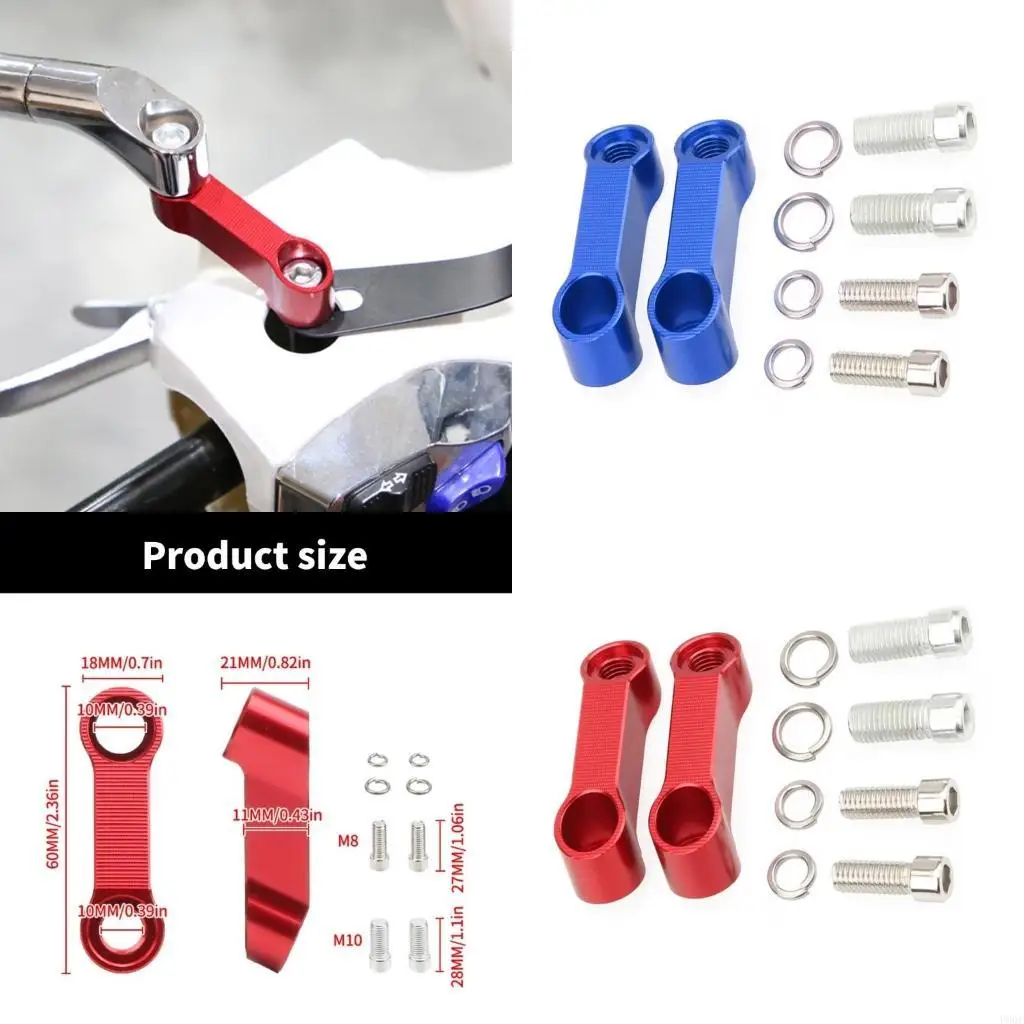 Aluminum Motorcycle Mirror Risers Extension Bracket Adapter Base Screw Support New