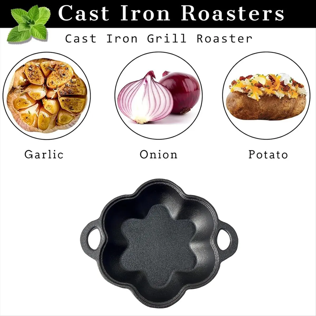 2026 Trend Cast Iron Smoker Roaster Garlic Roster , Smoker Box, Pre-Seasoned Cast Iron Garlic Roaster for Grill, for BBQ