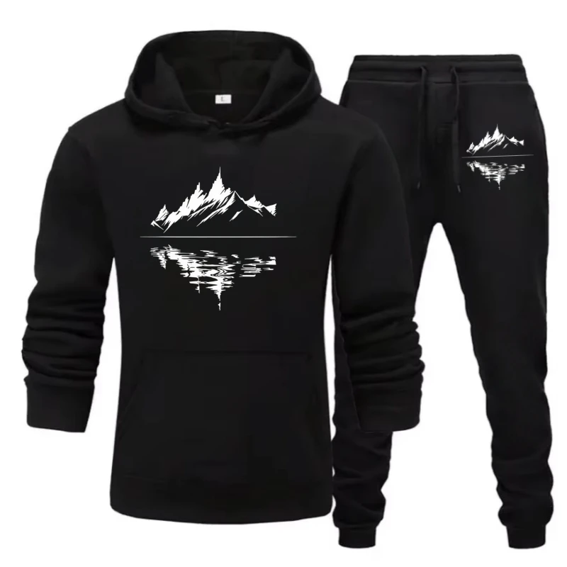 

Men's Cozy Fleece Suit - Hoodie + Track Pants 2-Piece Autumn Printed Soft Daily Fitness Outdoor Street Fashion Sportswear