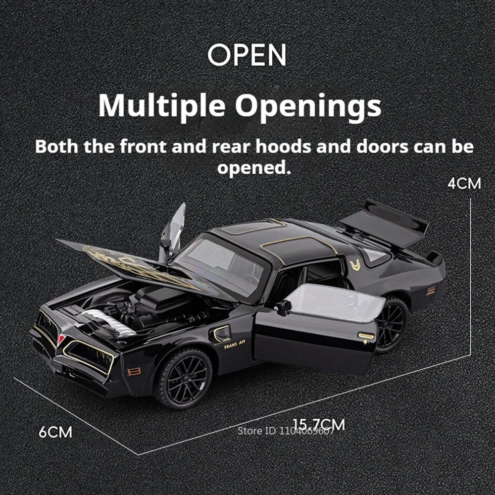 1:32 Firebird Cars Toys Miniature Models with Light Sound Pull Back Vehicles Simulated Interior Model Children's Day Presents