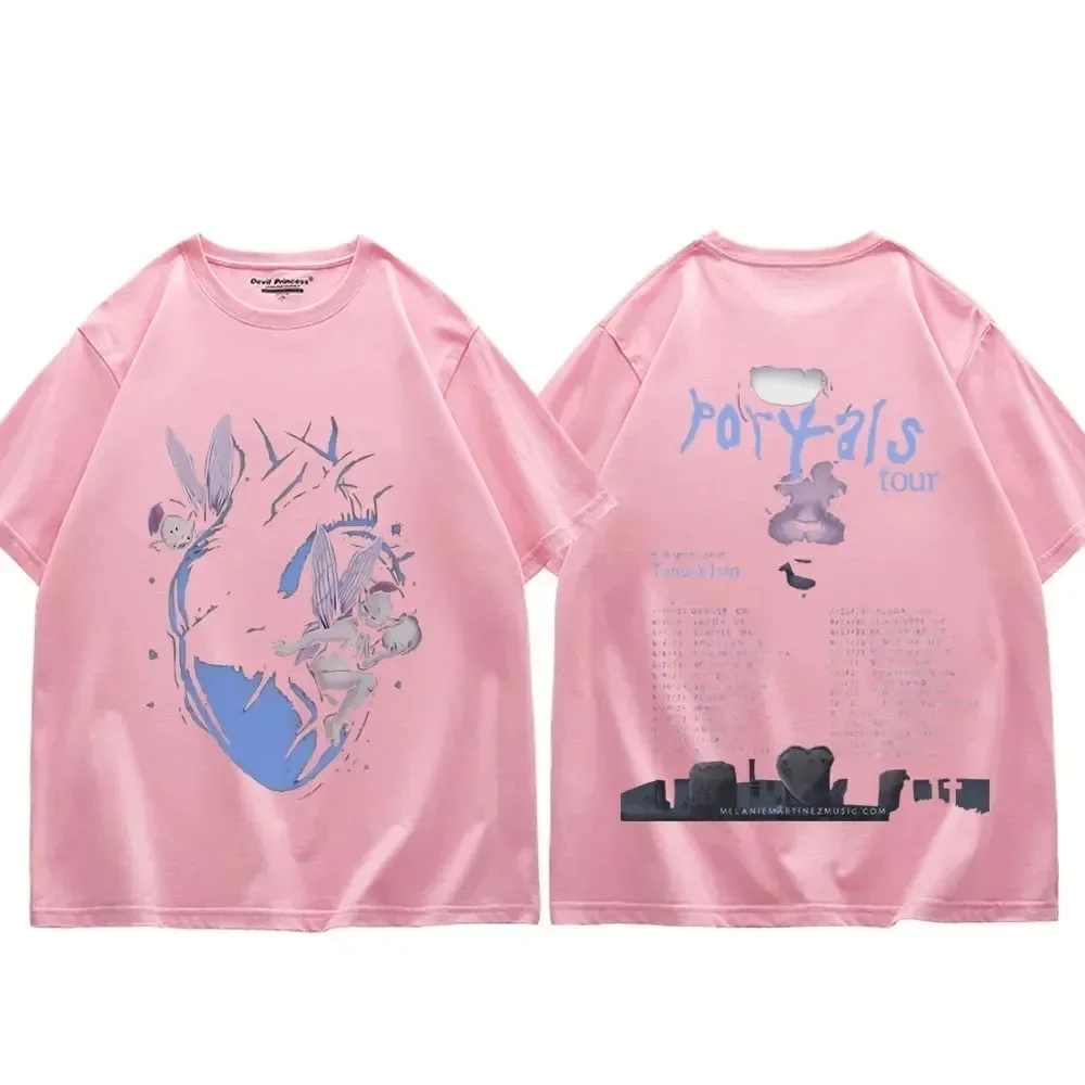 Singer Melanie Martinez Portals Tour Print T Shirt Men Women Vintage Hip Hop Oversized T-shirts Summer Street Hip Hop T-shirt