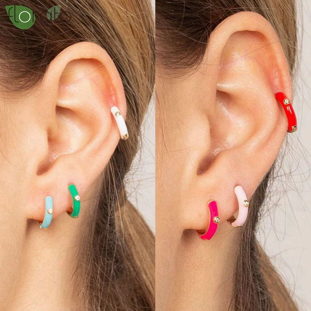 925 Sterling Silver Needle Cute Colorful Enamel Hoop Earrings for Women Fashion Earring Hoop Party Trend Jewelry Premium Gift