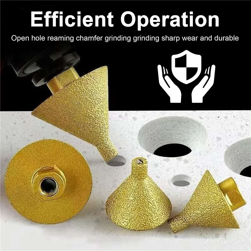 

A96I-2PCS Diamond Beveling Chamfer Bit For Angle Grinder M10 38Mm 50Mm Adapter Hole Opener Chamfering Grinding Drill Bit