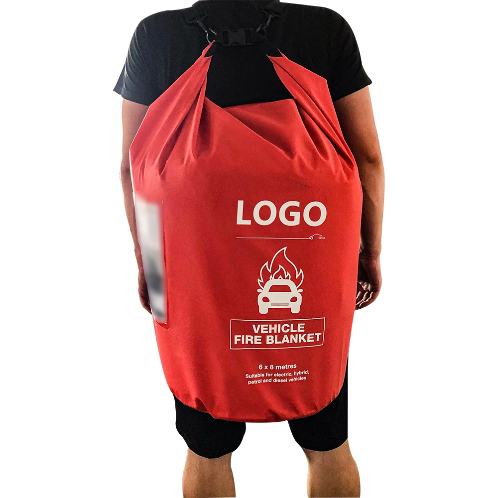 Professional heat-resistant electric vehicle fire blanket 6x8m EN1869 certified 0.8mm thickness