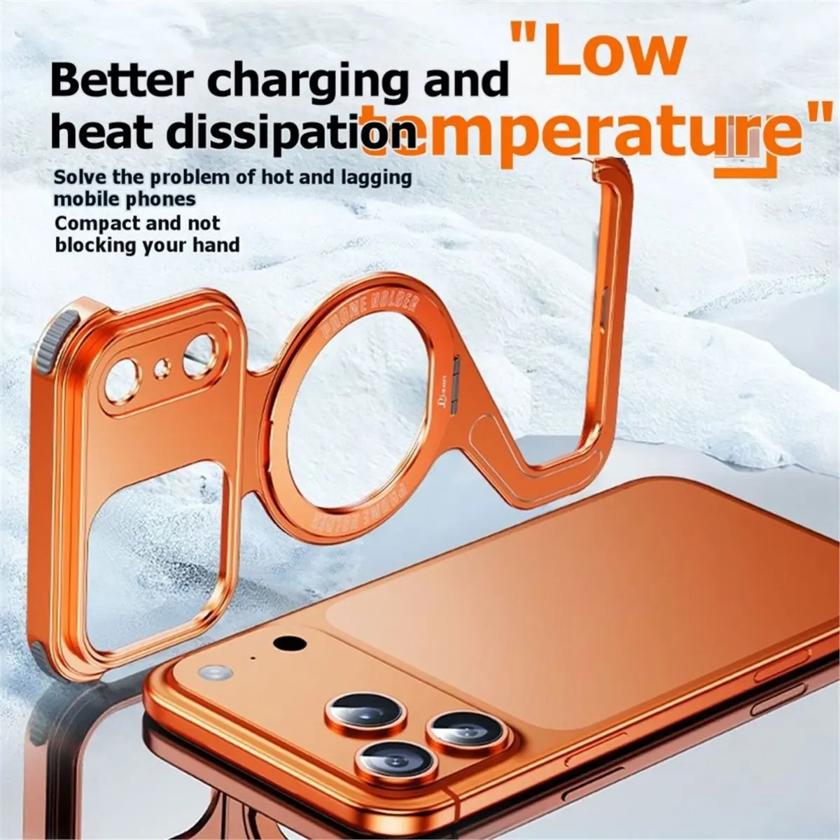 DT85 HOT Metal Case for 17 Pro Max, Slim Frameless Aluminum Alloy Bumper with Ring Holder Magnetic Stand