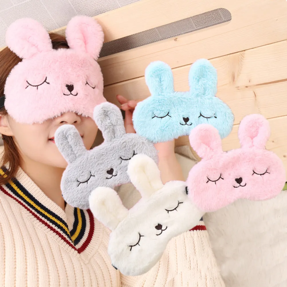Rabbit Cold Hot Compress Sleep Eye Mask Pink Comfortable Lightweight Eye Patch Travel Home Meeting Blindfold Rabbit Blindfold
