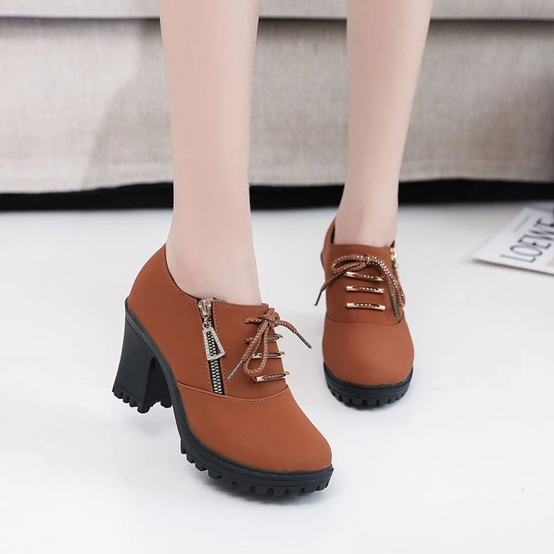 2024 New Spring Autumn Women Designer Comfortable Elegant Pumps Shoes Women Zipper Lace-up Fashionable Shoes Shoes for Women