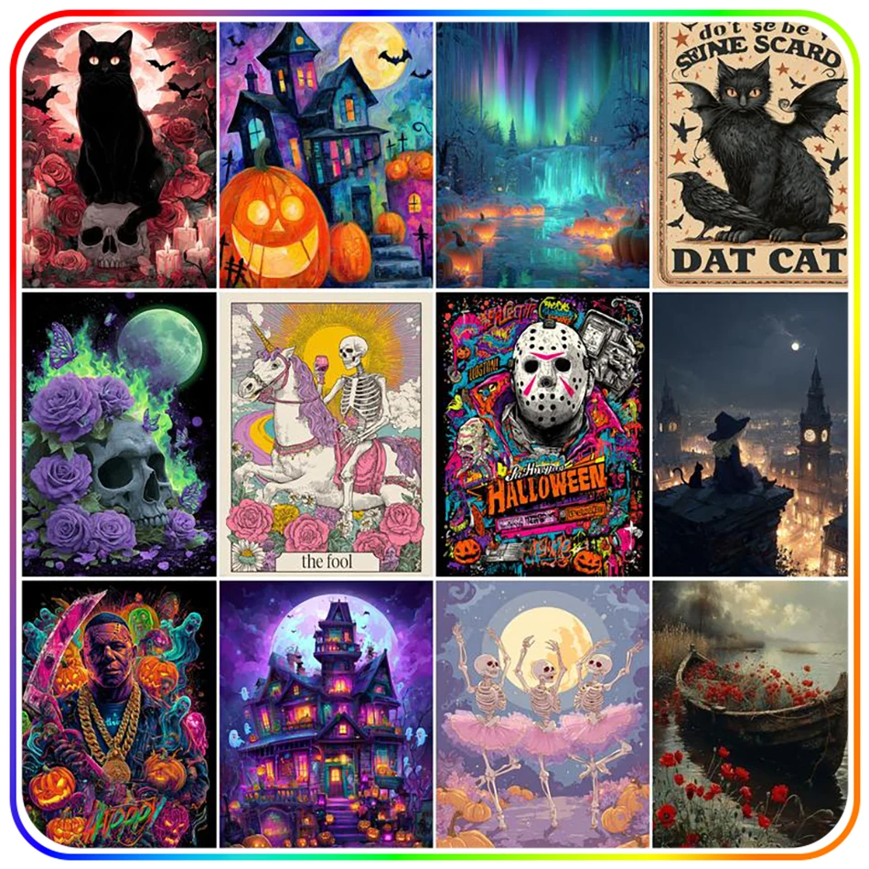 

SDOYUNO Diamond Painting Complete Kit Diamonds For Picture Crafts Halloween Full Square Drill Full Round Drill Rhinestones Kits