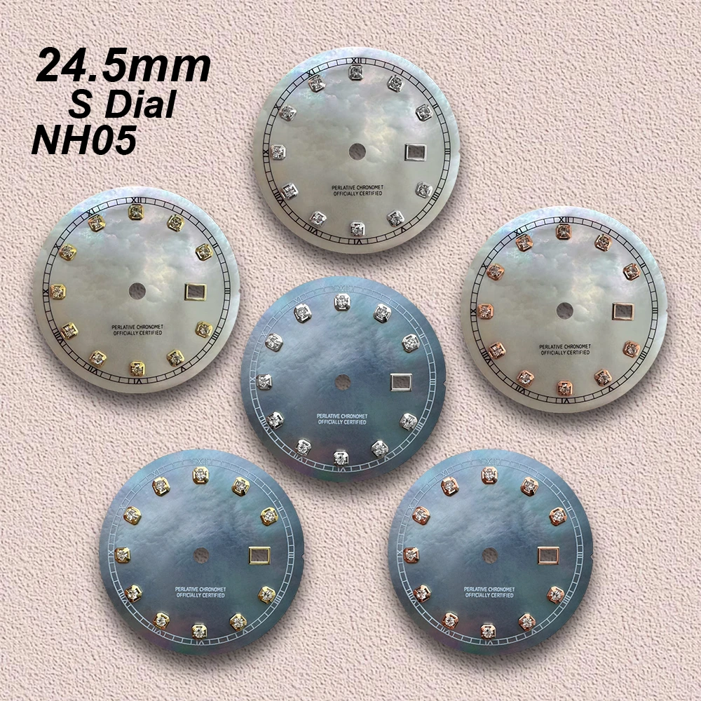 

24.5mm S Logo Diamond Shell Dial Fit NH05 Japan Movement High Quality Watch Modification Accessories