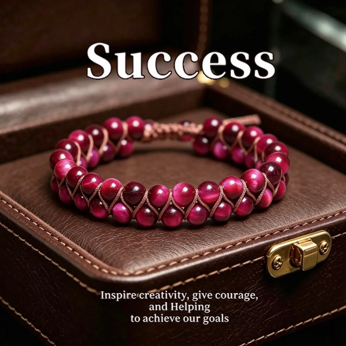 Vintage style handmade double-layer rose red tiger eye stone hand woven rope, fashionable wrist accessories for men and women