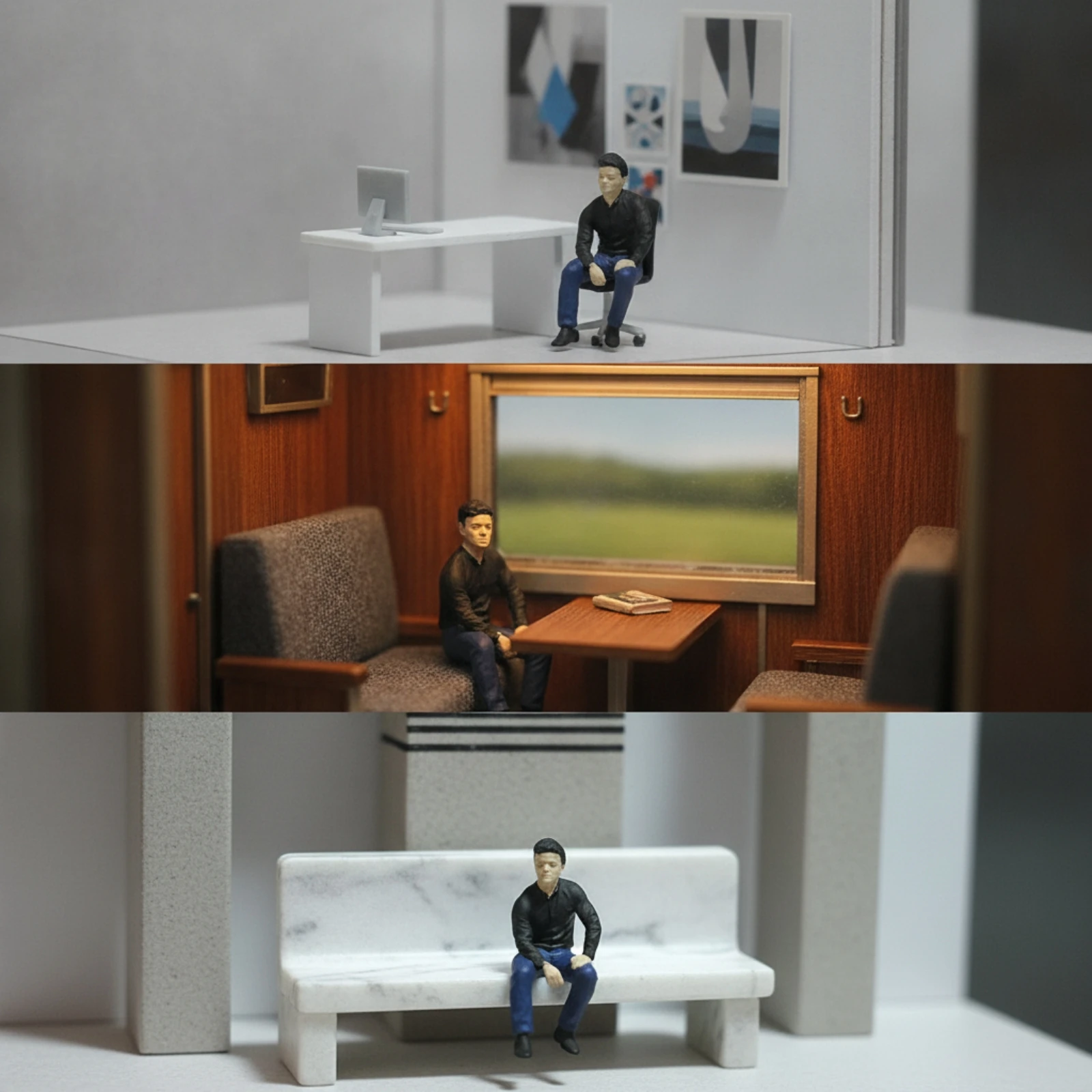 

Miniature Figure with Seated Pose Detailed Seated Man Figurine Realistic for Modelers, Model Layouts, Dioramas