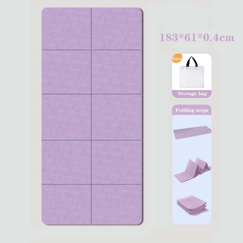 183*61cm Foldable Yoga Mat Eco Friendly Tpe Folding Travel Fitness Exercise Double Sided Non-Slip For Pilates & Floor Workouts