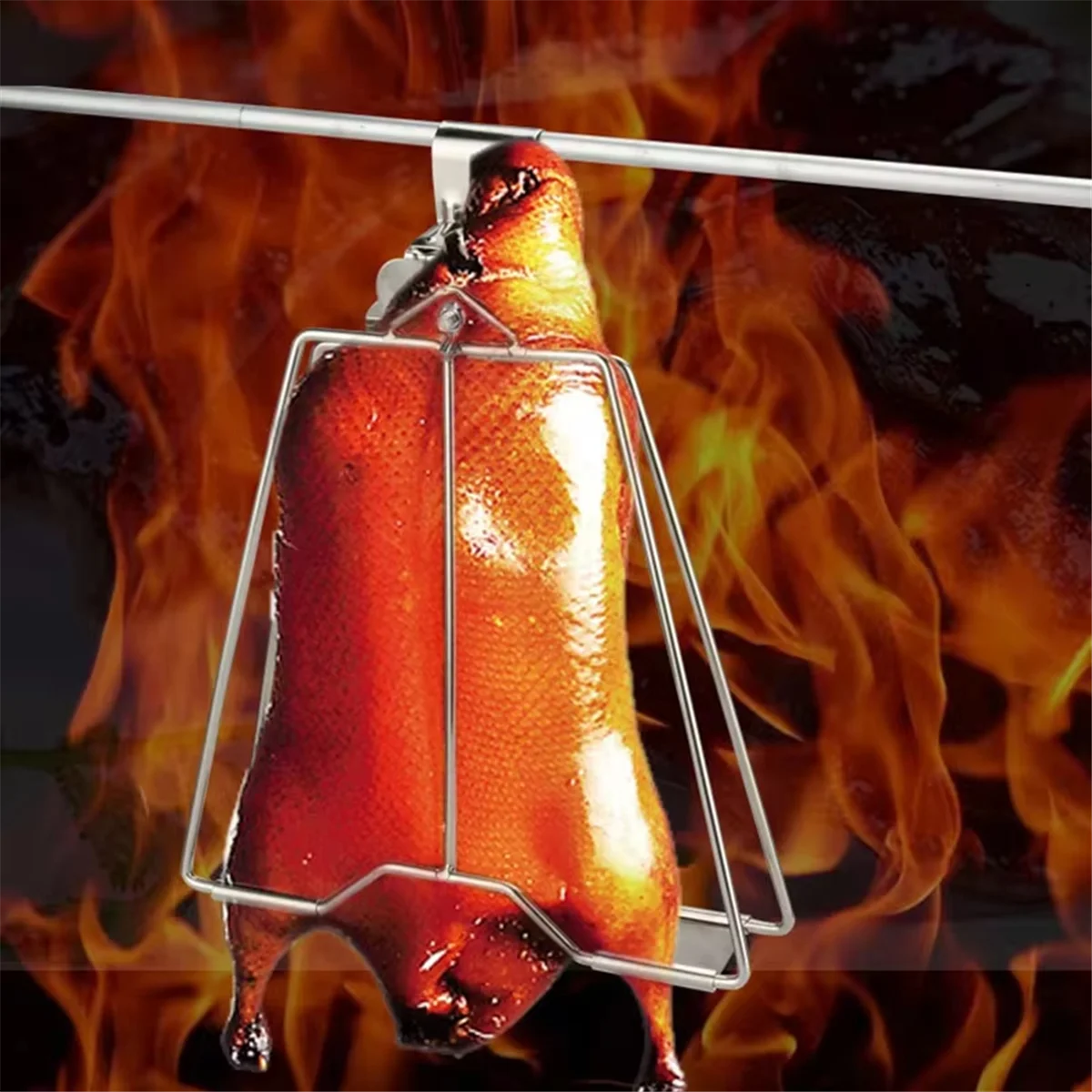 A71P العملي الدجاج المشوي بطة كليب الفولاذ المقاوم للصدأ فرن شواء شواء أداة أسياخ السمك المشوي خطاف مشبك أداة الشواء #4