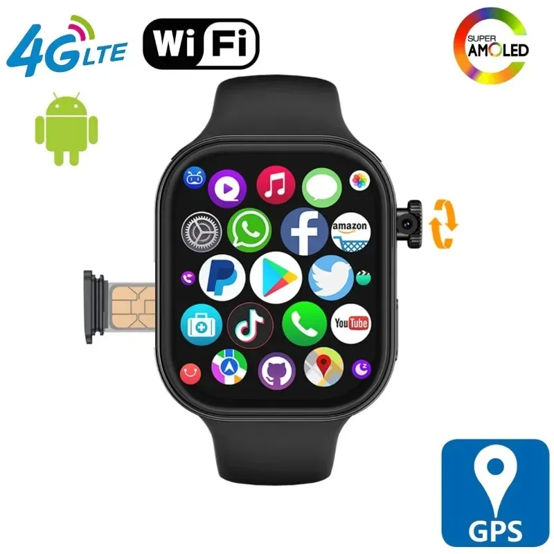 

S10 MAX 4G LTE Smartwatch Android 10.0 Система с поворотной камерой 2,29-дюймовый Amoled Экран Amoled GPS WIFI Play Store Смарт-часы