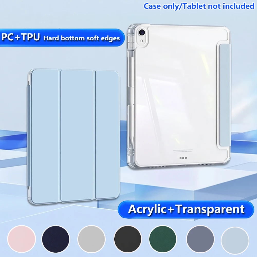 Tri-fold Clear Acrylic Tablet Case for iPad a16 case 11th 10th generation Air 11 13 M4 M3 M2 Air 4/5/6th iPad Pro 11 12.9 7/8/9
