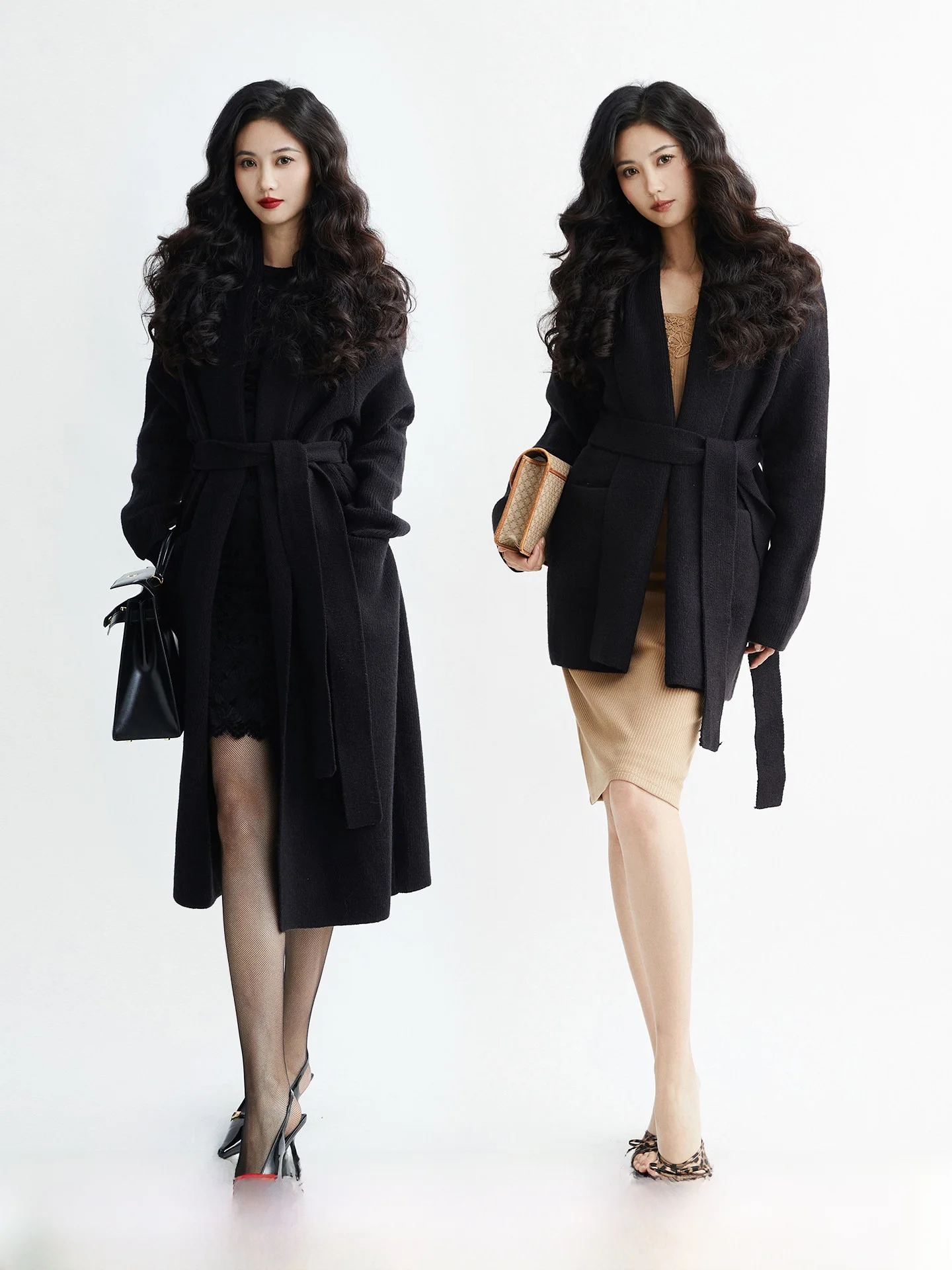 

Bla Mid-Length Sweater Jaet Women's Loose Casual Commute oulder-Length Coat TAIYANG OFFICE Winter Comfortable Outerwear