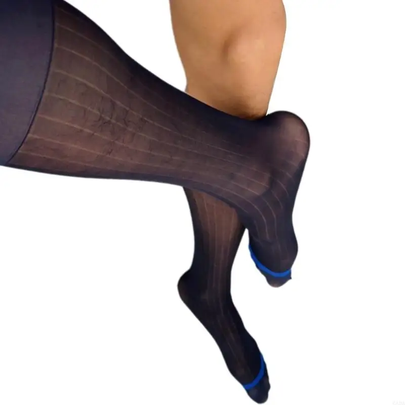 الجوارب الشفافة للرجال ركبة الجوارب عالية الفستان نايلون فوق الجوارب اللباس 6xda #3