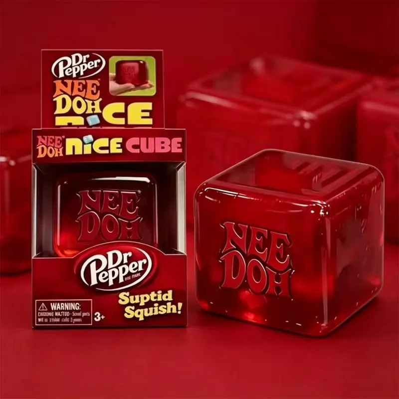 Dr Pepper X NeeDoh Nice Cube Squishy Soft Squeeze Fidget Cube Stress Relief Anxiety Relief Sensory Toy for Kids and Adults Moto