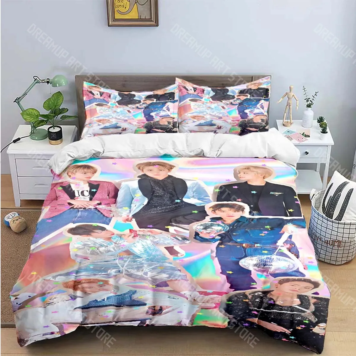 3D Printed MONSTA X Kpop Bedding Set for Boys Girls Duvet Cover Pillowcase Twin Queen King Full Single Double Sizes