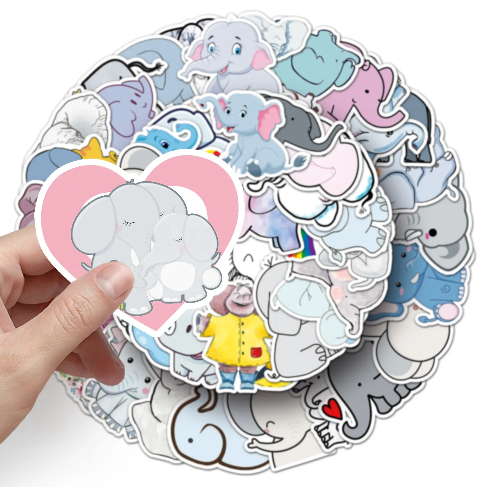 50 Elephant Creative Trendy Stickers, Scooter, Laptop, Car, Motorcycle Decoration