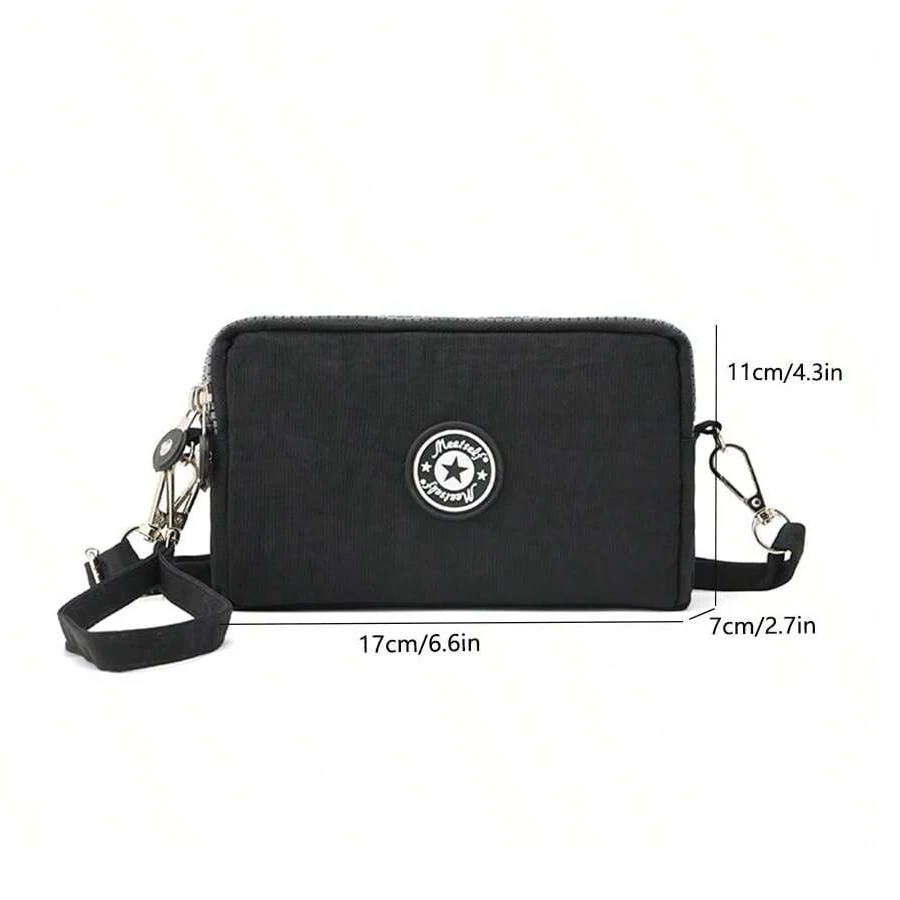 Stylish portable three-layer zipper waterproof nylon women crossbody mobile wallet high-quality wear-resistant zero wallet multi