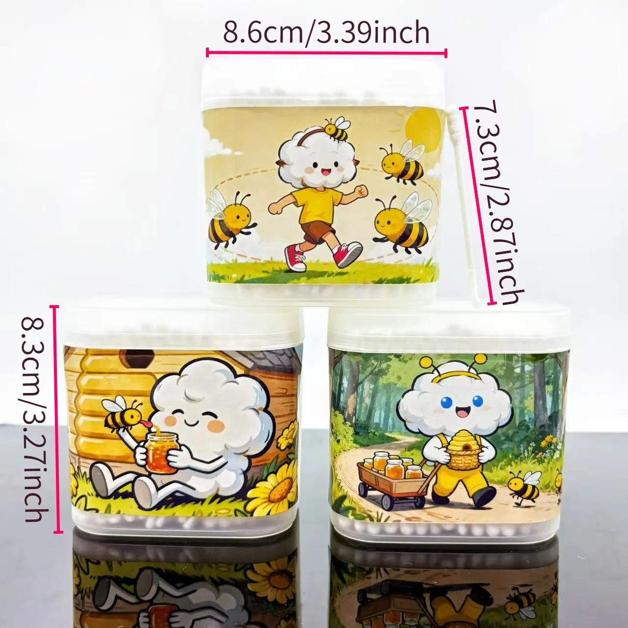 600 шт. двусторонние белые ватные палочки в виде пчелы, креативный элемент для сбора меда в виде пчелы, спиральная ложка, ватные палочки