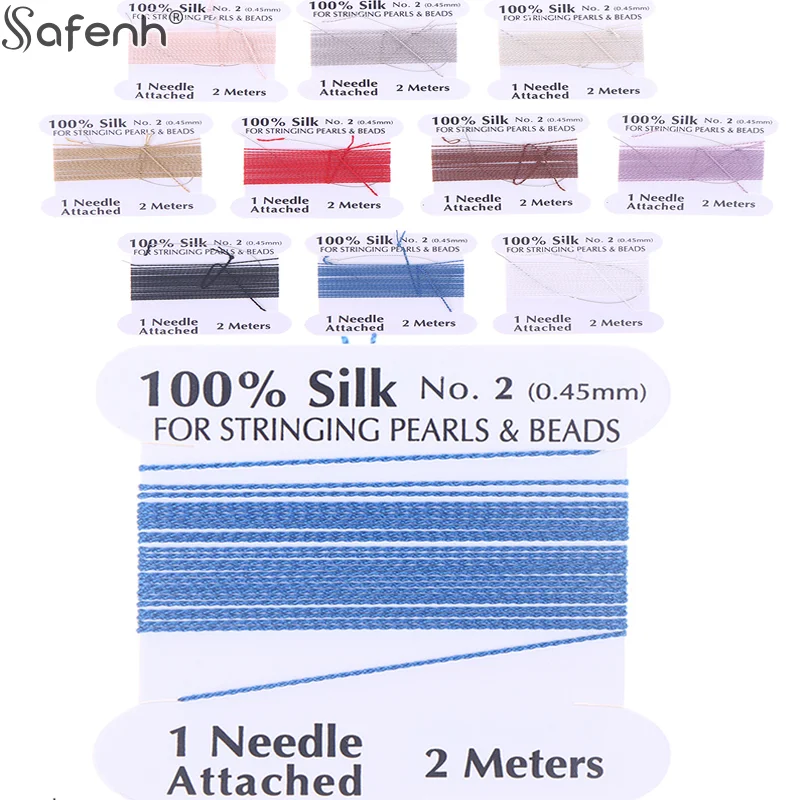 

1Pc Silk 2# 0.45mm 10pcs/bag Handmade 100% Natural Silk Cord Rope With Beaded Silk Thread Needle End Silk For DIY Jewelry Making