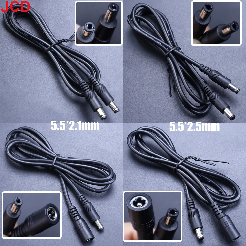 JCD 1 stücke Video Surveillancer Verlängerung Kabel Jack Buchse Auf 5,5x2,1mm 5,5x2,5mm Männlich Weiblich Stecker Für CCTV Kamera Verlängerung Kabel
