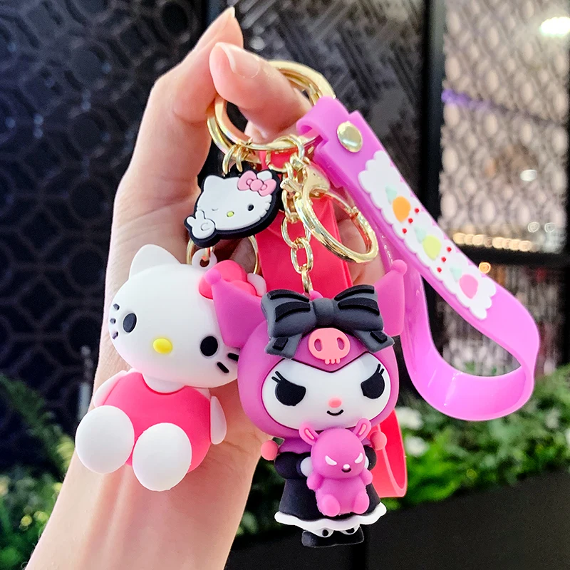 Genuine Sanrio Keychain Kuromi Key ChainAnime Cinnamoroll My Melody OrnamentPendant for Women Bag Car Keyring Birthday Gifts