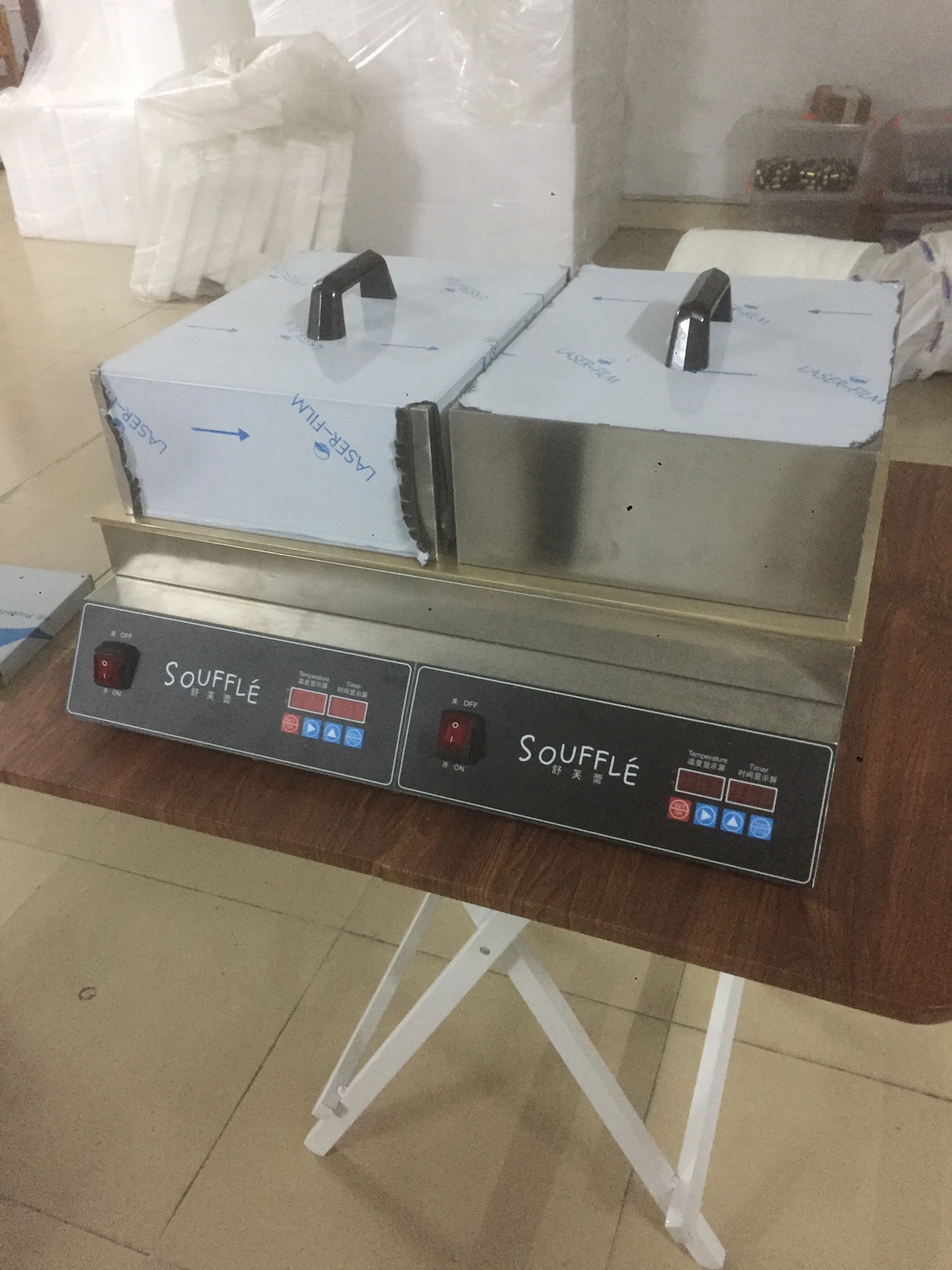 Electric Double Plates Soufflé Machine Commercial Use Digital Display Pure Copper Waffle Maker for Japanese Dorayaki Muffins
