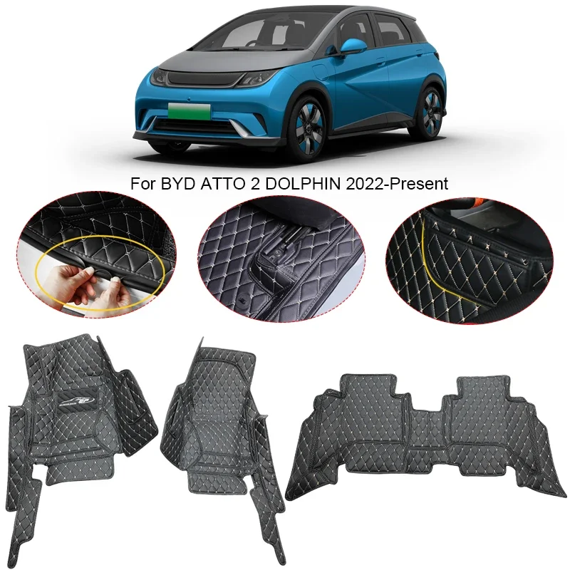 3D Full Surround For BYD ATTO 2 DOLPHIN 2022-2025 Car Floor Mat Protect Liner Foot Pads Carpet PU Leather Waterproof Accessory