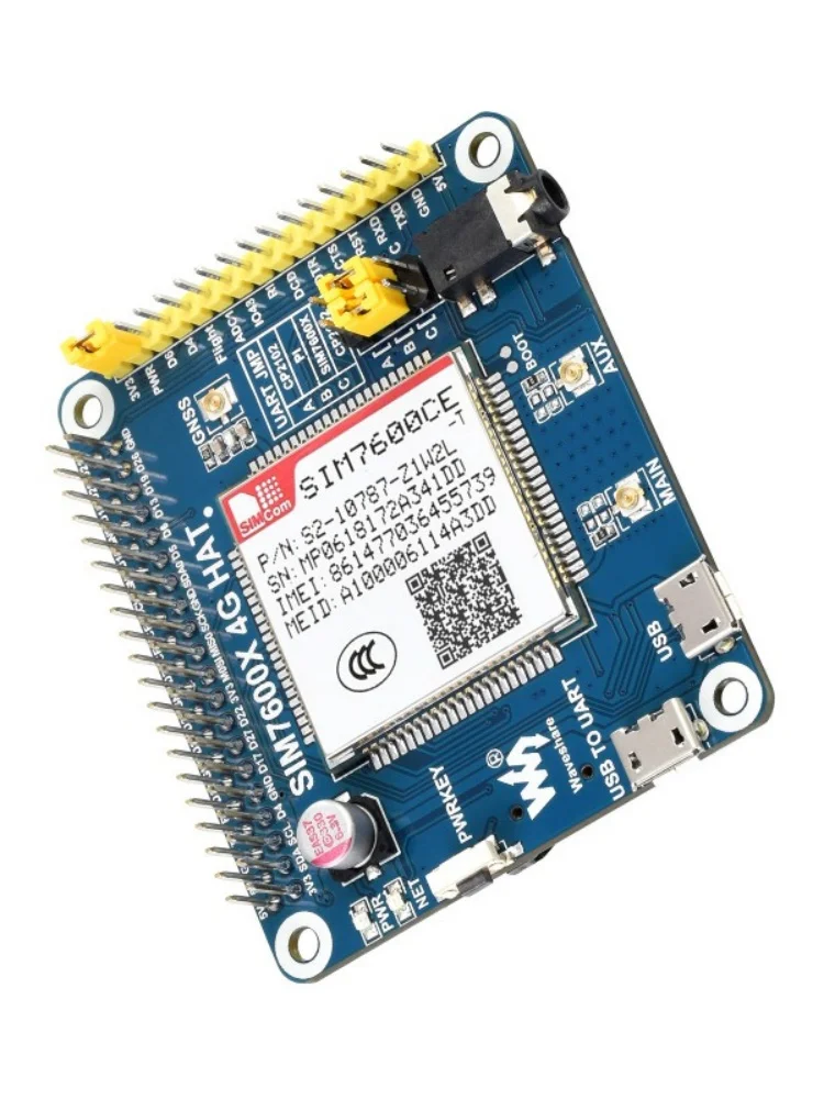 SIM7600CE 4G HAT for Raspberry Pi, LTE Cat-4 4G / 3G / 2G Support, GNSS Positioning, for China