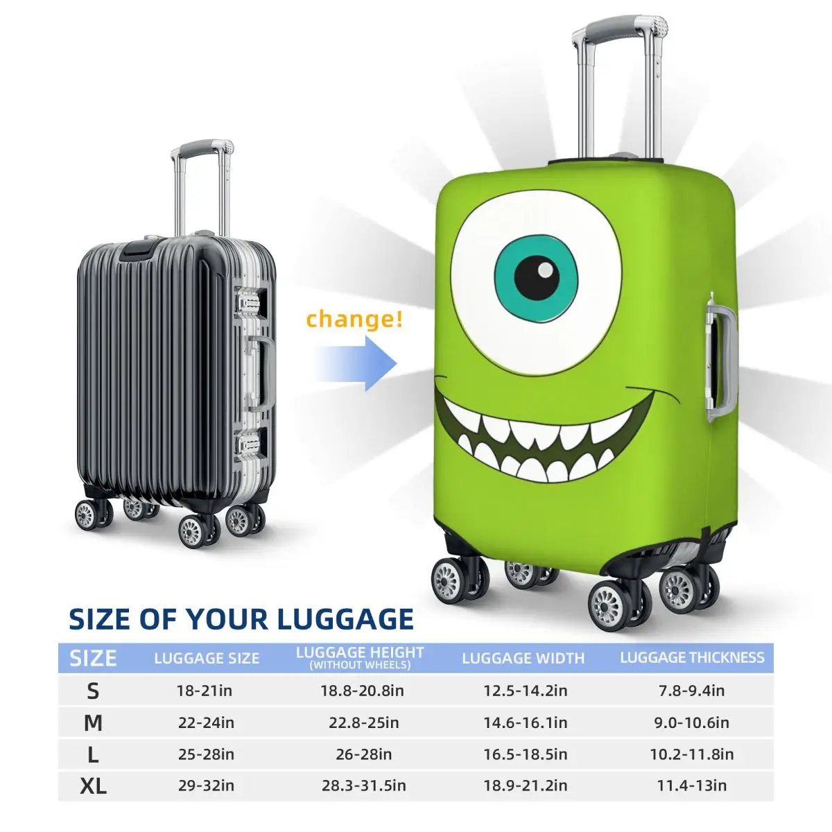 غطاء حقيبة Monsters University Inc James P. Sullivan، إكسسوارات الأمتعة الممتعة للعطلات، واقي رحلة الرحلات البحرية