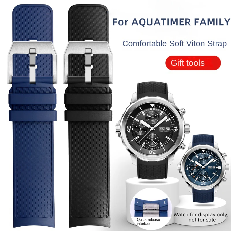 For IWC AQUATIMER FAMILY rubber strap 356802 376705 376710 special quick release VITON strap 22MM FMK watchband blue bracelet