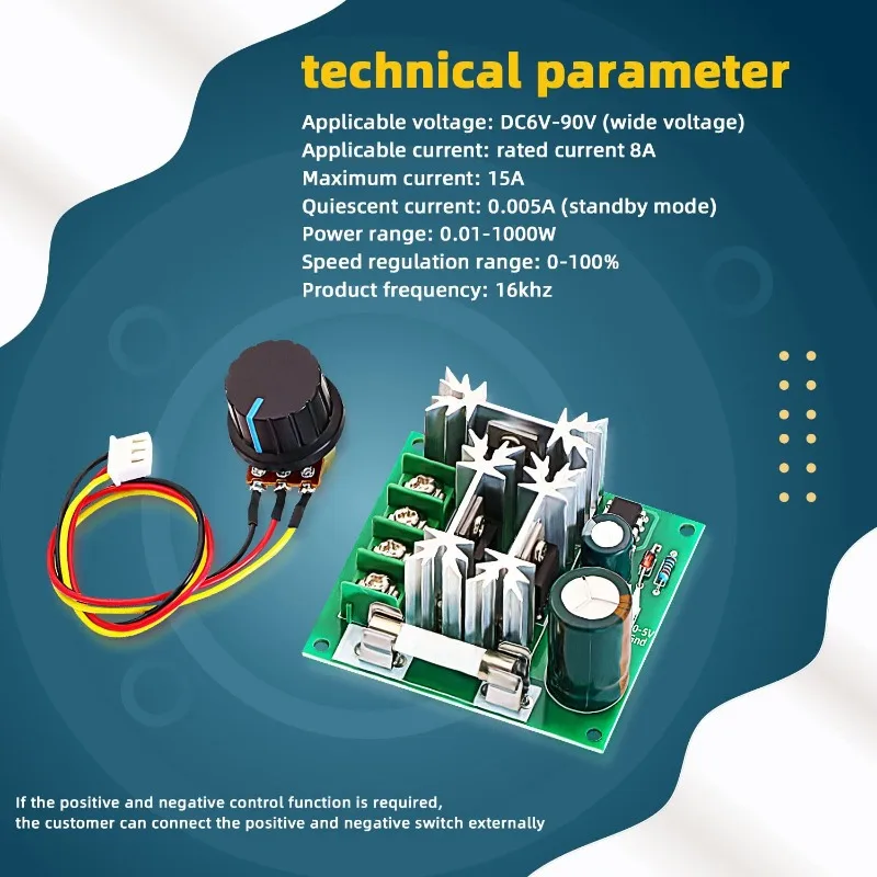 2Pcs 6V-90V 15A CCMHCN DC Motor Pump Speed Controller,16KHZ PWM Speed Controller Regulator Module Board with Speed Control Knob