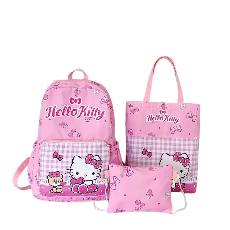 

Рюкзак Sanrio Hello Kitty, 3 шт., легкая школьная сумка Kuromi большой вместимости, сумка для хранения My Melody Girl, милая сумка для хранения кампуса