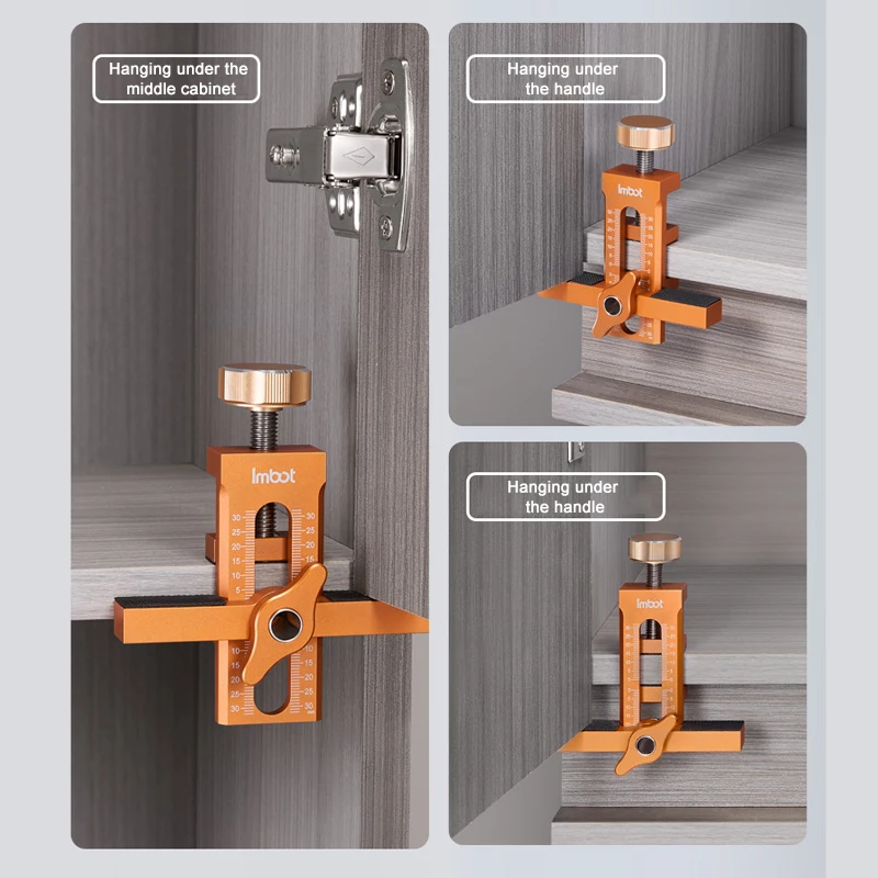 Cabinet Door Mounting Jig, with Support Arm&Clamp, Aluminum Alloy Body Tool for Installing Cabinets with Face Frame or Frameless